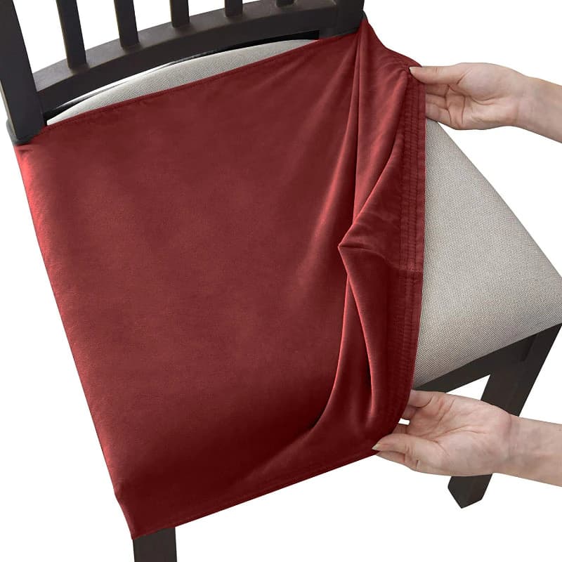 Red Velvet Chair Seat Cover