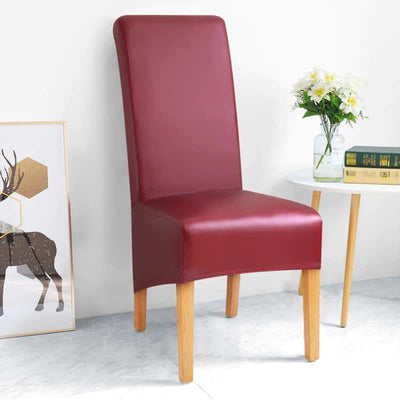 Deluxe Faux Leather Stolsöverdrag Burgundy Red