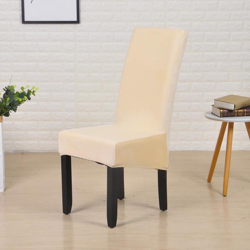 Stor Storlek Cream Velvet Chair Cover