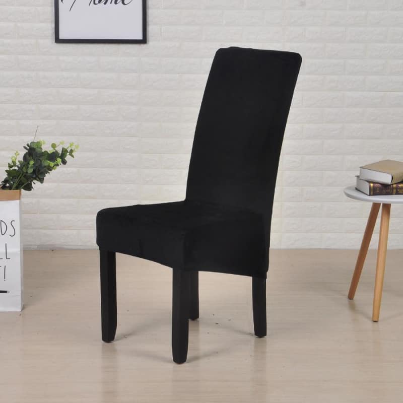 Stor Storlek Plain Black Velvet Chair Cover
