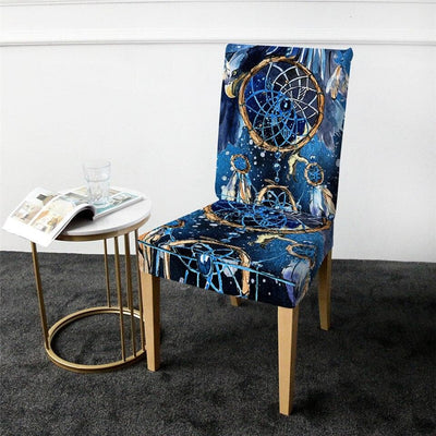 Grå Stolsöverdrag Med Blå Mönster