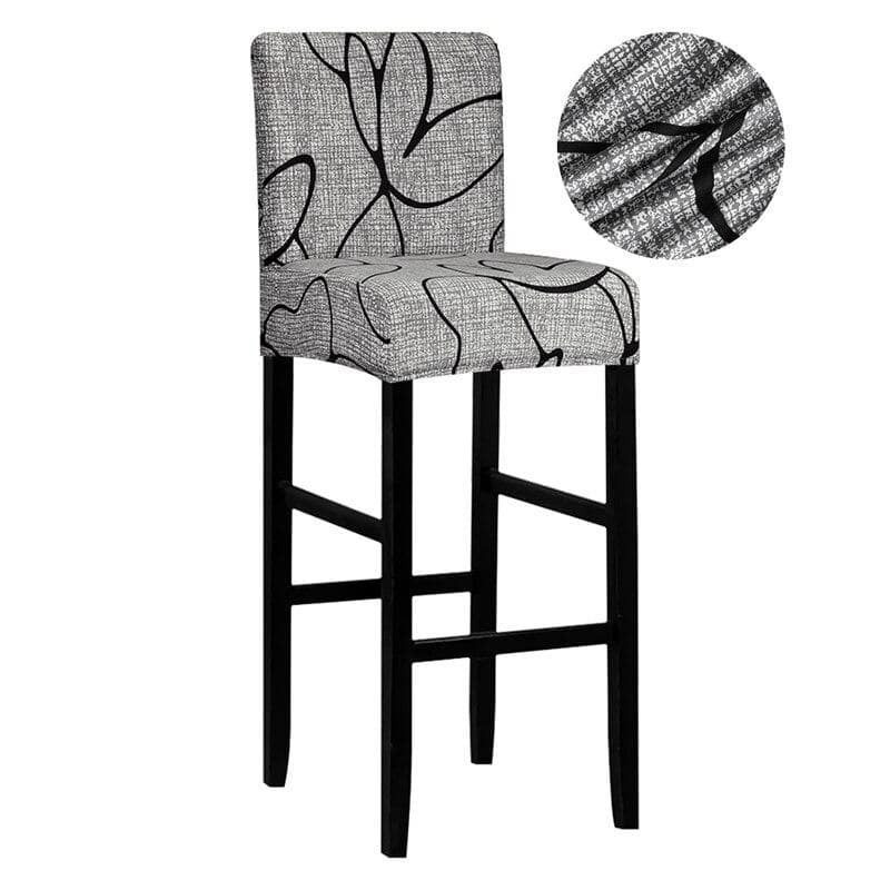 Grå Barstolsöverdrag Med Svarta Mönster