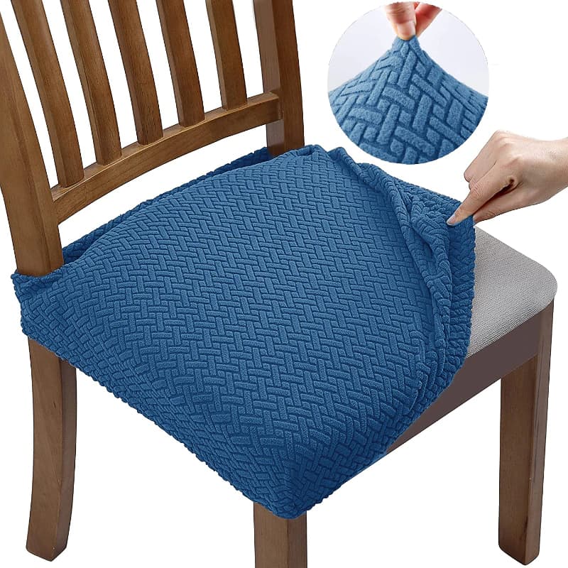 Blå Jacquard Stolsöverdrag