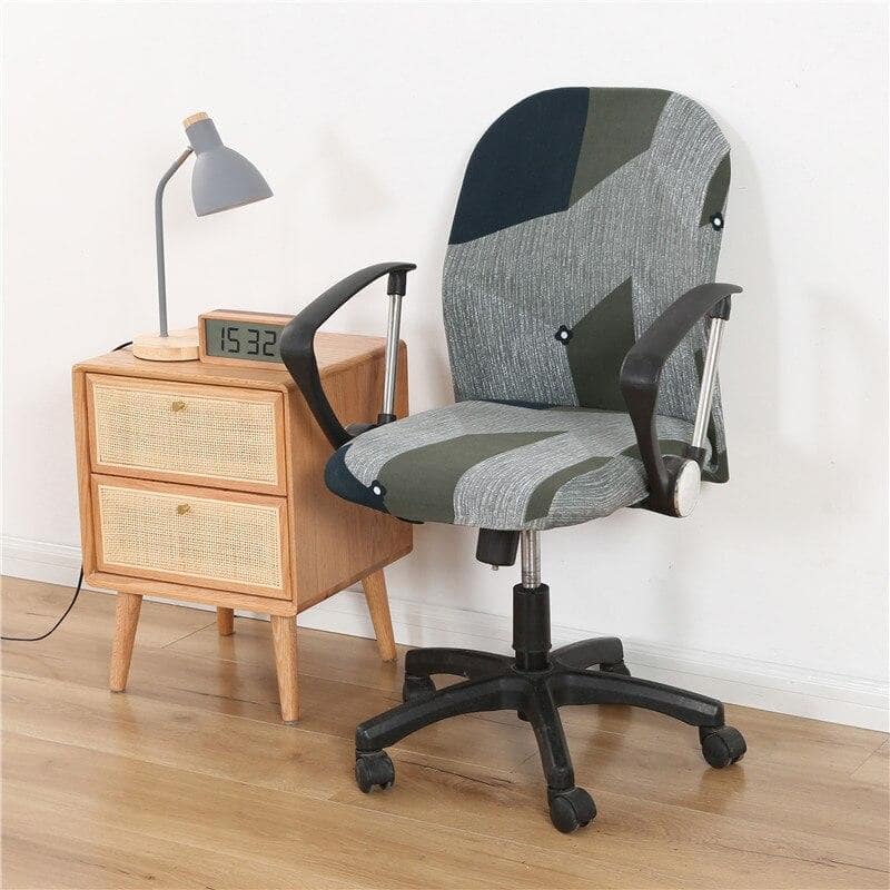 Kontorsstolsöverdrag I Grått Och Kaki