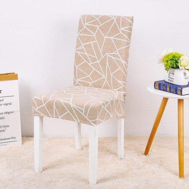 Beige Stolsöverdrag Med Vita Mönster