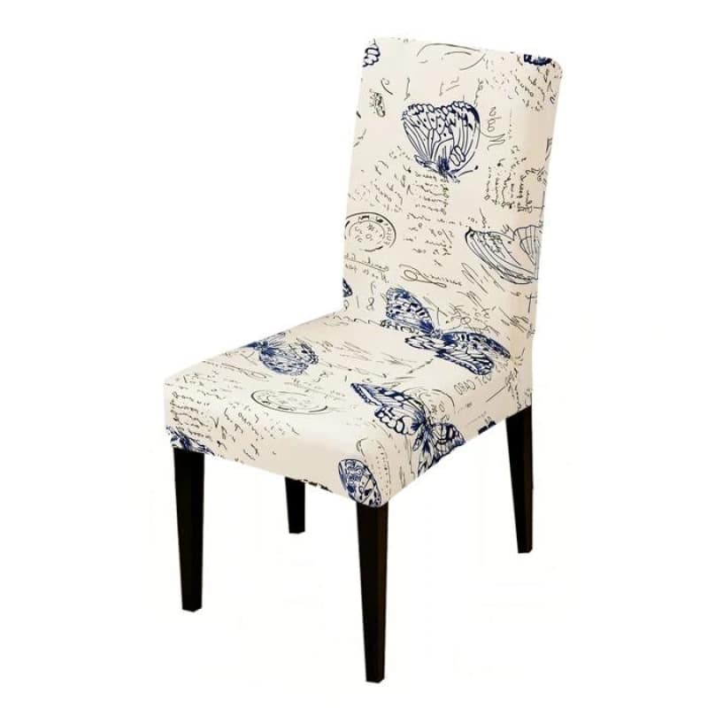 Vit Stolsöverdrag Med Fjärilar