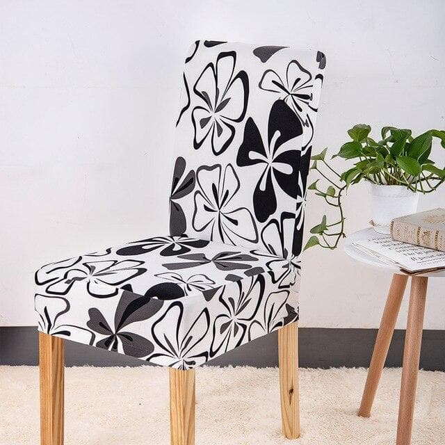 Vit Stolsöverdrag Med Svarta Blommor Tahiti