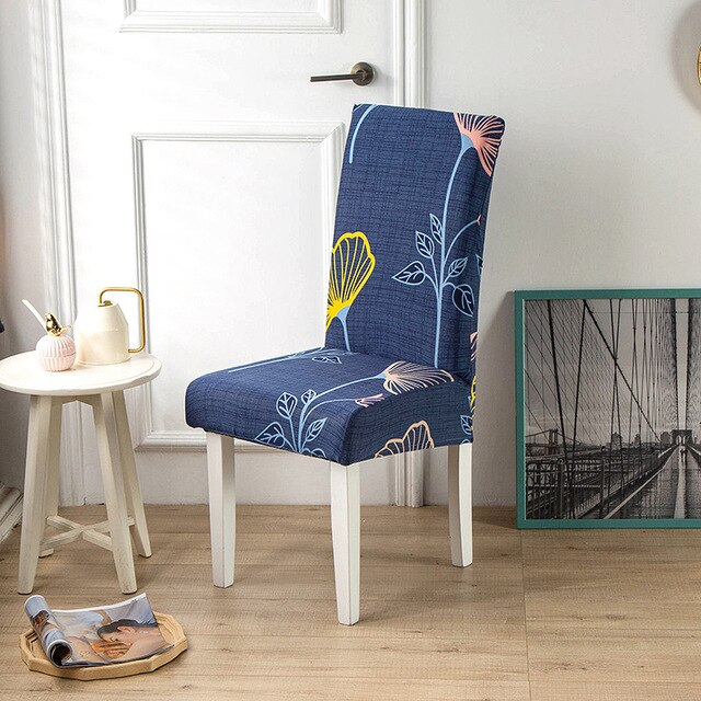 Mörkblått Växtmönster Till Stolsöverdrag