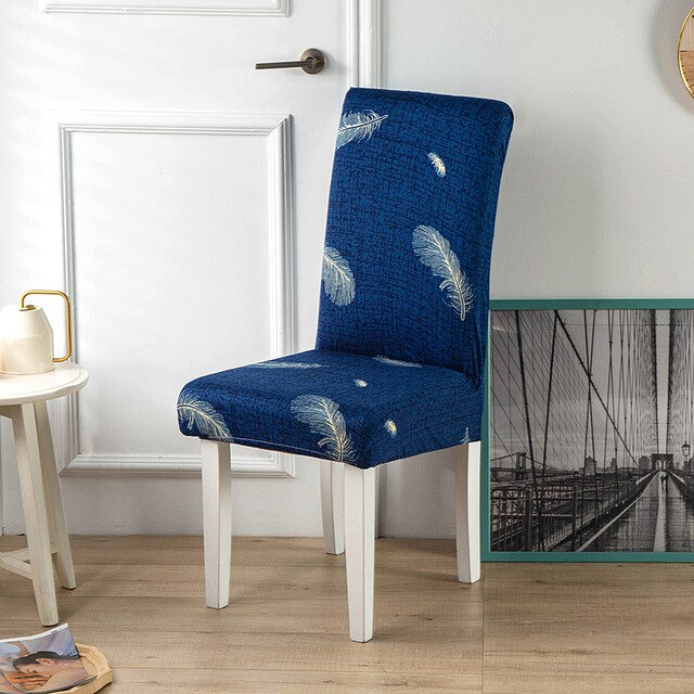 Blå Fjäderklädd Stolsöverdrag