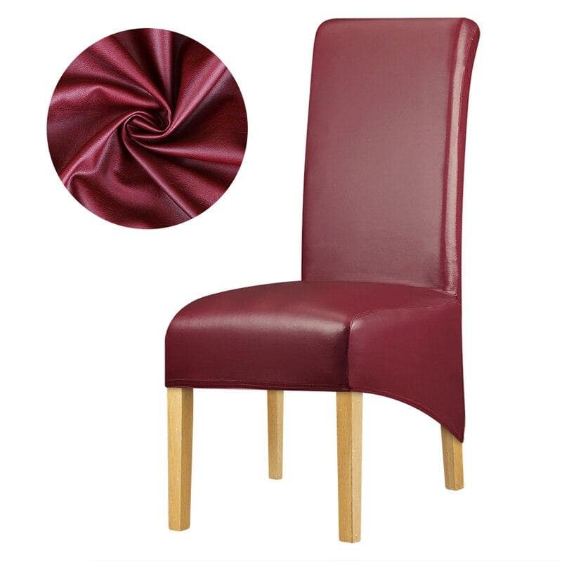 Deluxe Faux Leather Stolsöverdrag Burgundy Red