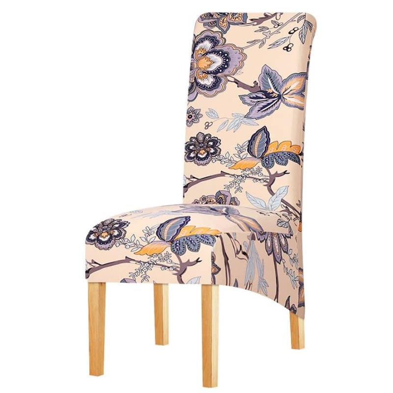 Stor Storlek Beige Stolsöverdrag Med Blommönster