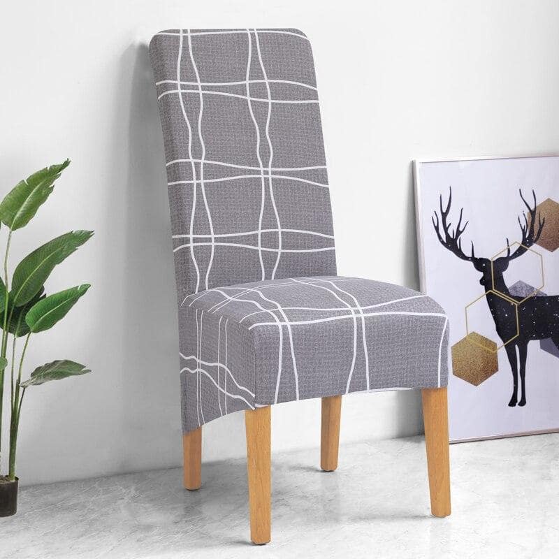 Stor Storlek Grårutig Stolsöverdrag