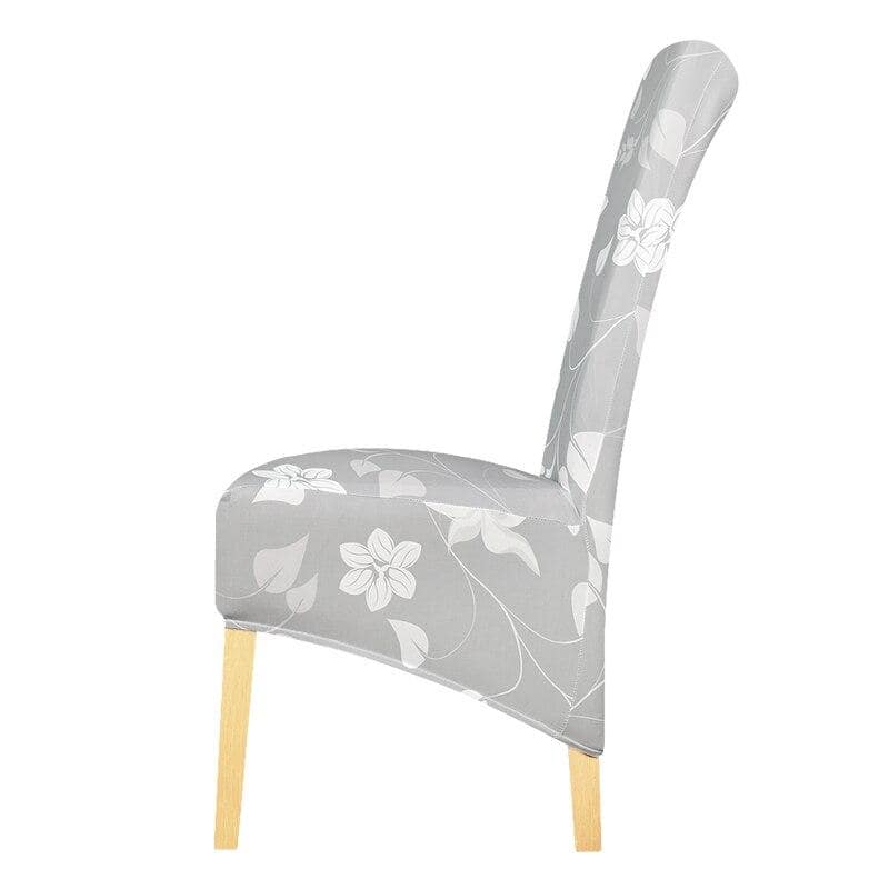 Stort Grått Stolsöverdrag Med Blommor