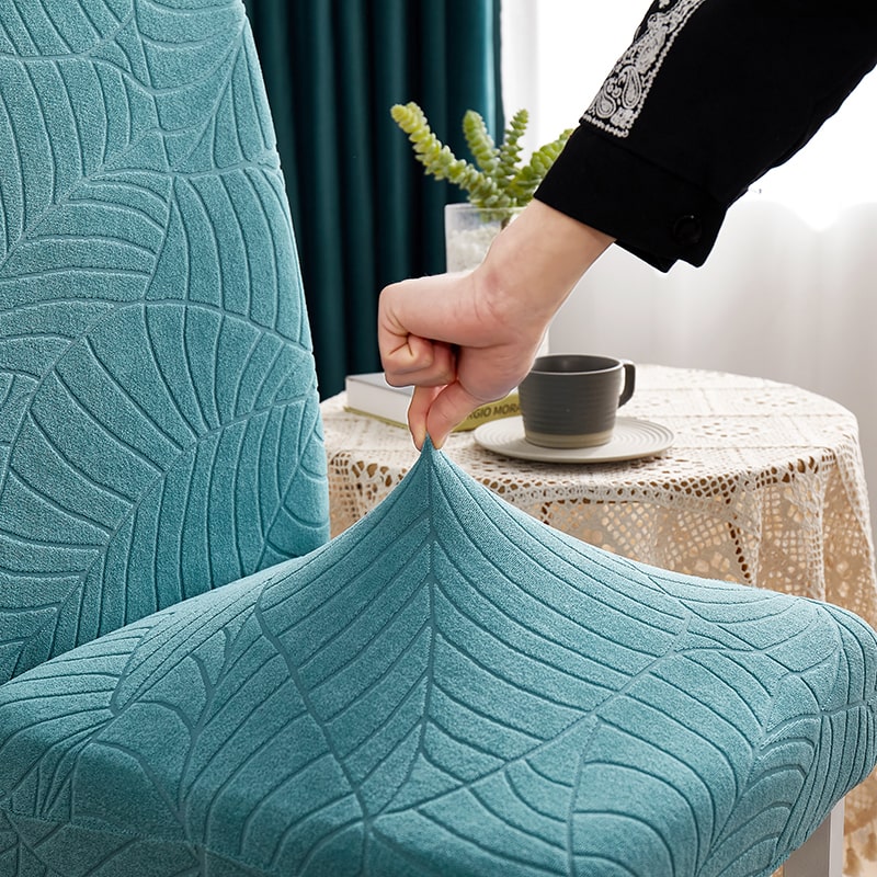 Sky Blue Leaf Vattentät Stolsöverdrag