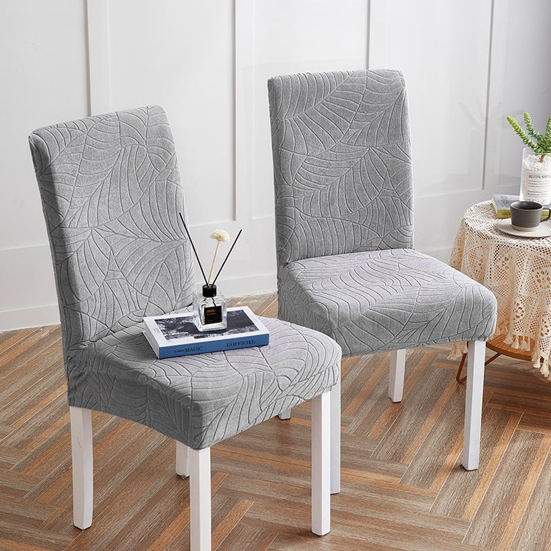 Vattentät Stolsöverdrag Löv Ljusgrå