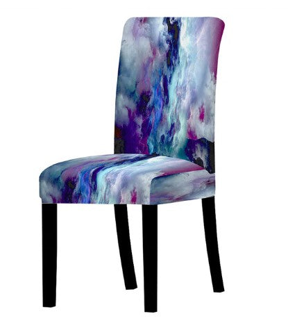 Blå Färgglad Marmorerad Stolsöverdrag