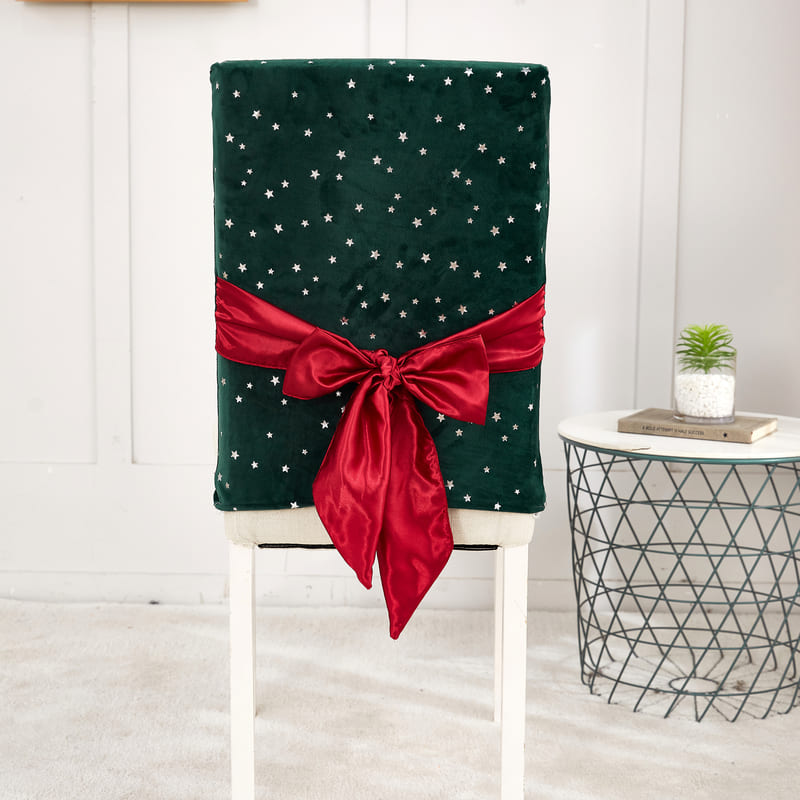 Grön Sammet Julstolsöverdrag