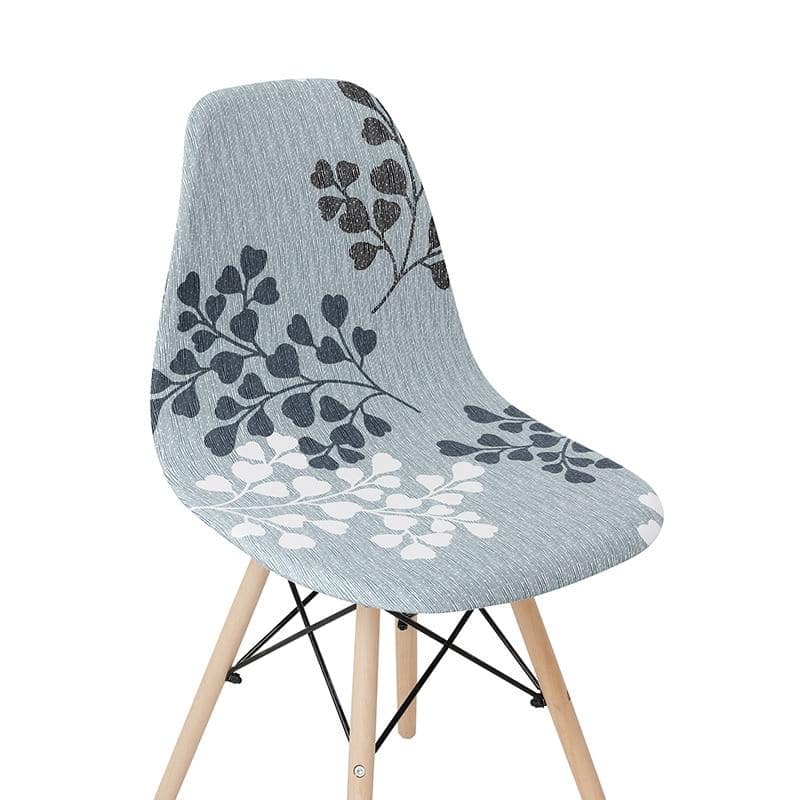 Skandinavisk Grå Och Vit Blommig Stolsöverdrag