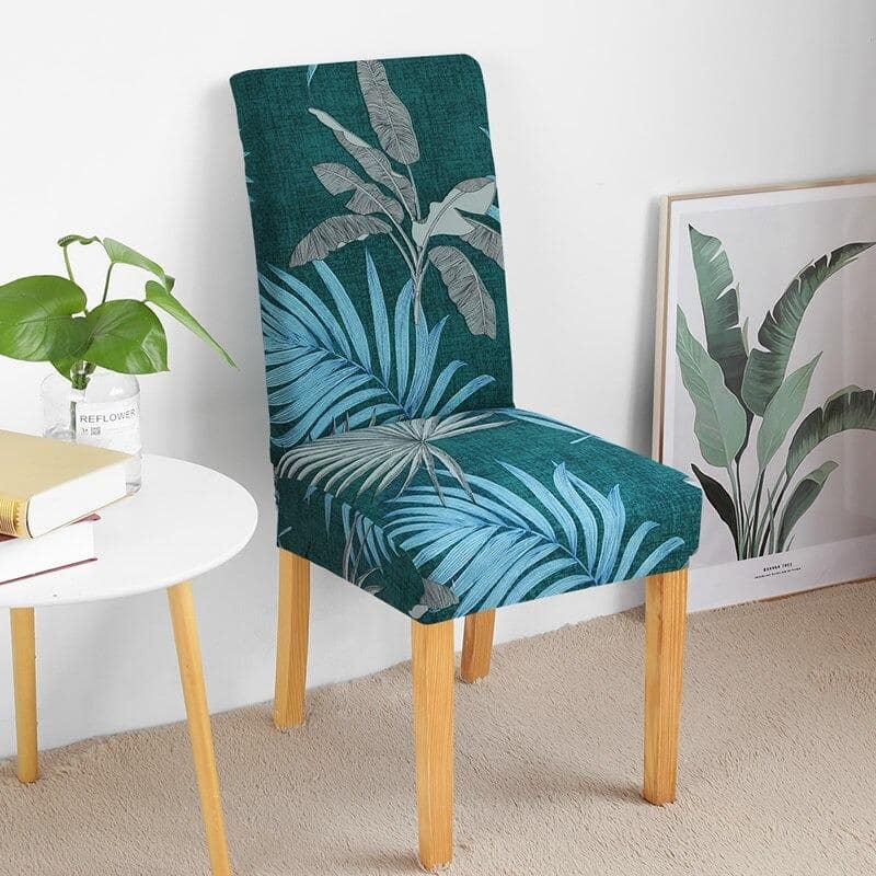 Grönt Stolsöverdrag Med Blå Blommor