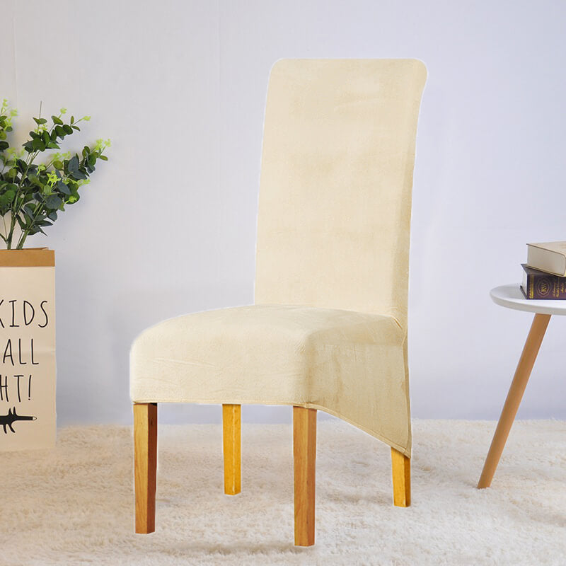 Xl Beige Velvet Stolsöverdrag