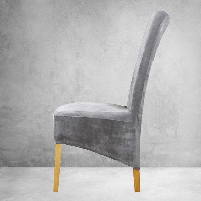 Xl Grey Velvet Stolsöverdrag