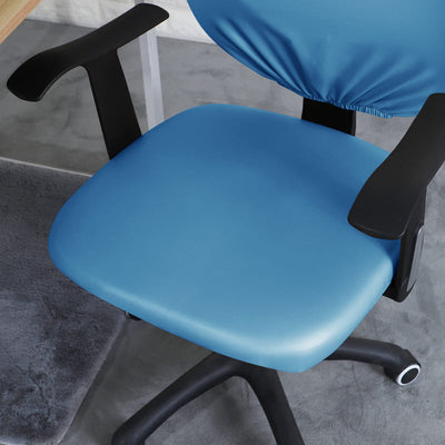 Sky Blue Läder Kontorsstolsöverdrag