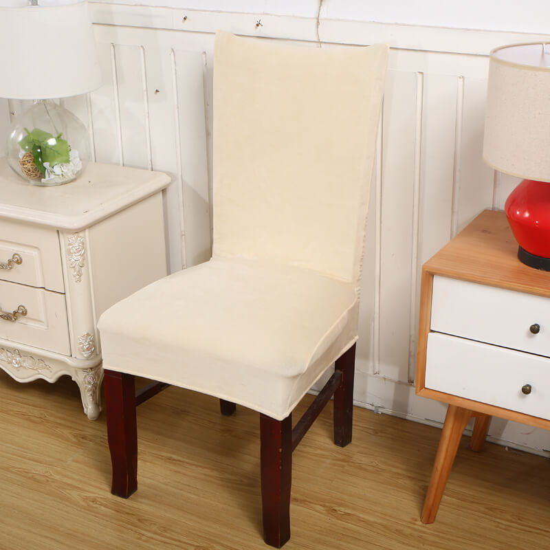 Ecru White Velvet Stolsöverdrag